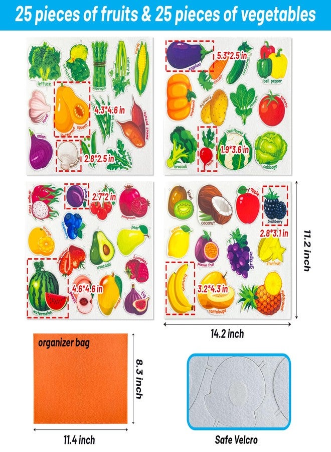 PENGFULL Large Size Felt Fruits and Vegetables ,25 Fruits 25 Vegetables Felt Flannel Board Pieces , Learning Resources Toy for Kindergarten Kids Toddlers 3 4 5 Year Old - Image 2